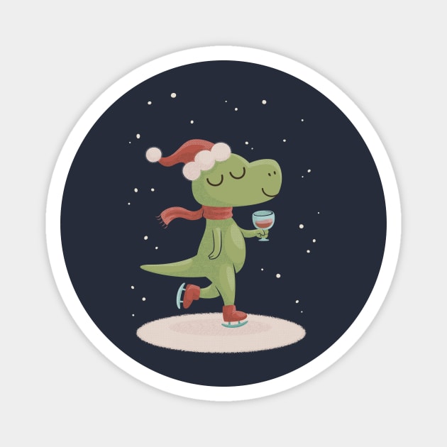 Christmas T-Rex Winosaur Dinosaur Magnet by dumbshirts